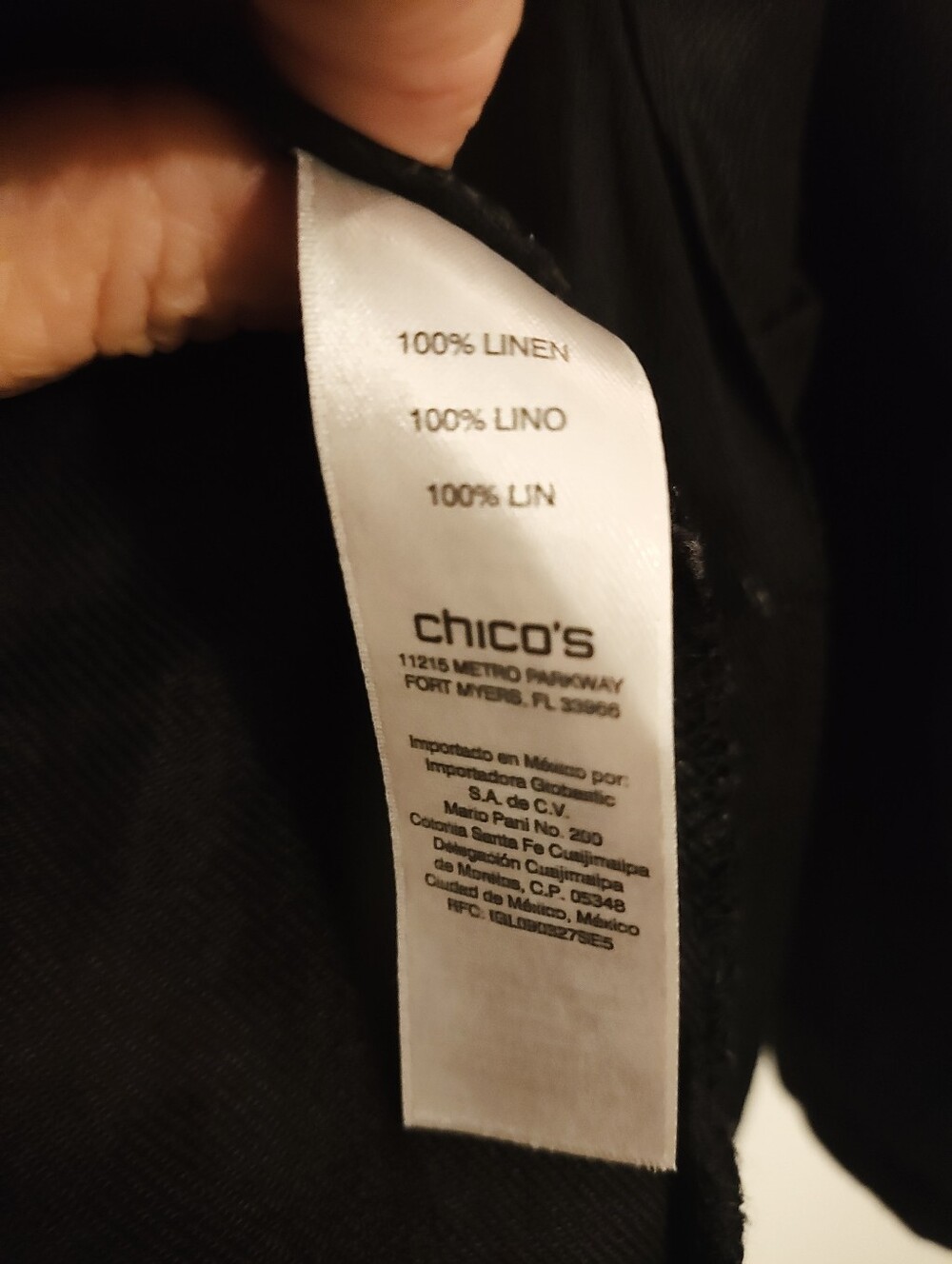 Chico's Size 2 L Black 100% Linen Utility Safari Jacket Belted Gold Hardware - Picture 3 of 5